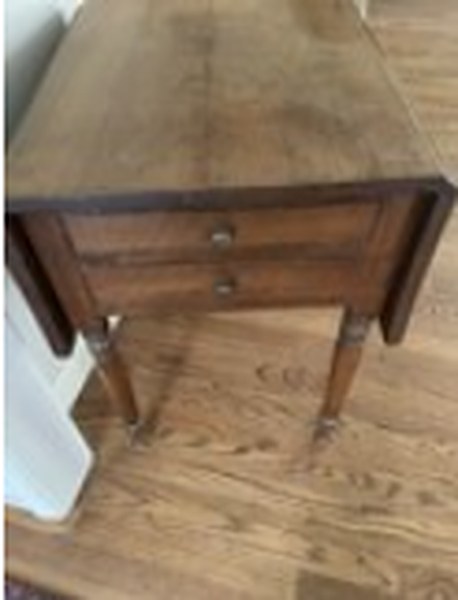 Wood Drop-Leaf Table with Drawer